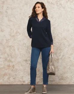 Christine Laure Pulls|Maille*Pull chemisier marine