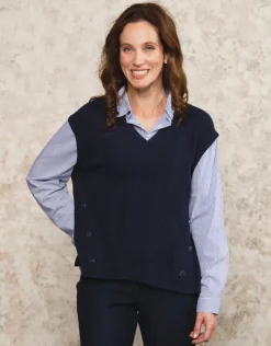 Christine Laure Pulls|Maille*Pull chemisier marine