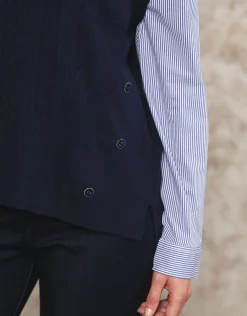 Christine Laure Pulls|Maille*Pull chemisier marine