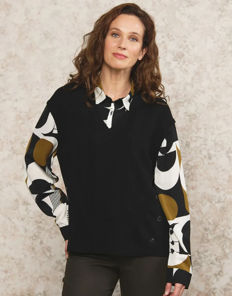 Christine Laure Pulls|Maille*Pull chemisier noir