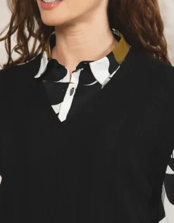 Christine Laure Pulls|Maille*Pull chemisier noir