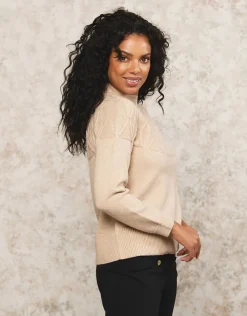 Christine Laure Pulls|Maille*Pull col montant beige