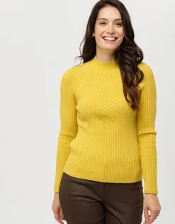 Christine Laure Pulls|Maille*Pull col montant jaune