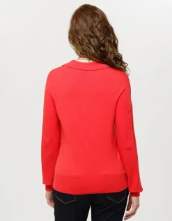 Christine Laure Pulls|Maille*Pull col polo rouge
