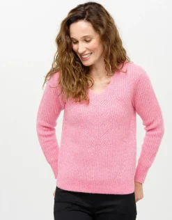 Christine Laure Pulls|Maille*Pull col V rose