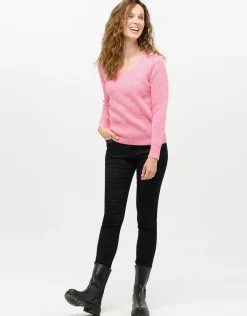 Christine Laure Pulls|Maille*Pull col V rose