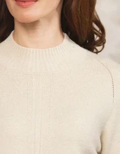 Christine Laure Pulls|Maille*Pull écru col montant