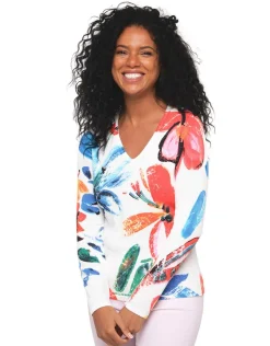 Christine Laure Pulls|Maille*Pull écru imprimé