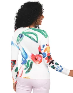 Christine Laure Pulls|Maille*Pull écru imprimé