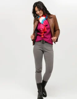 Christine Laure Pulls|Maille*Pull doux prune torsades