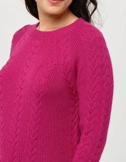 Christine Laure Pulls|Maille*Pull doux prune torsades