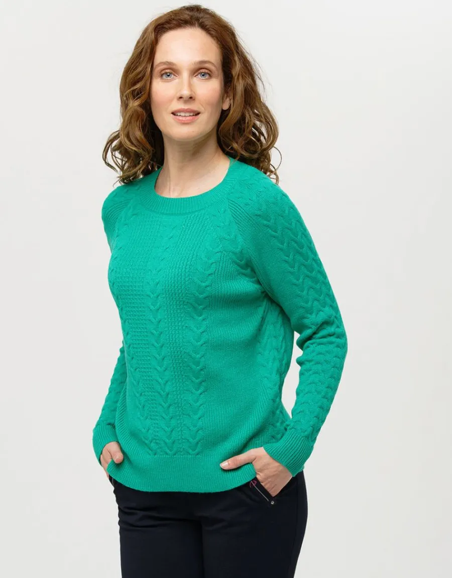 Christine Laure Pulls|Maille*Pull doux vert torsades