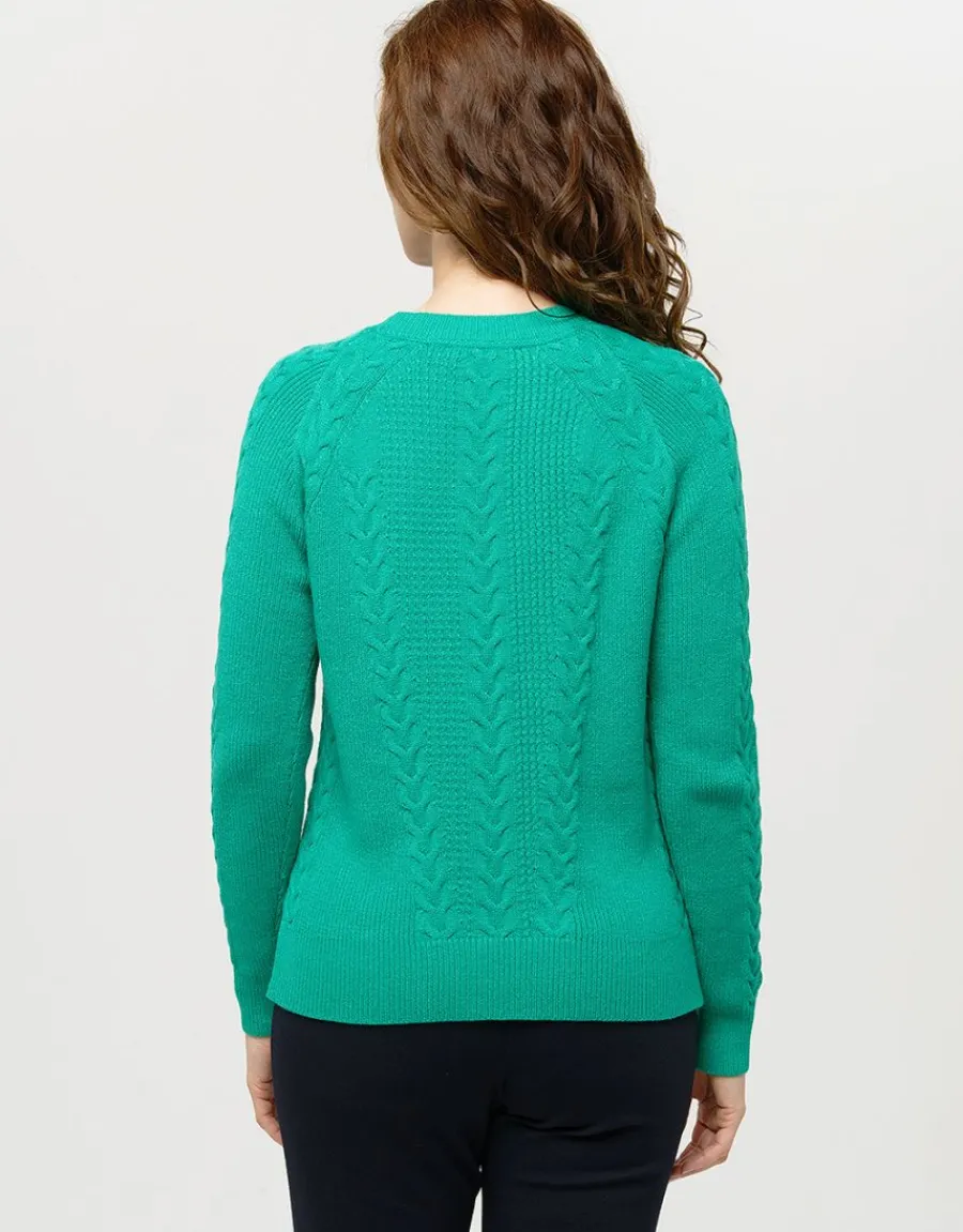 Christine Laure Pulls|Maille*Pull doux vert torsades