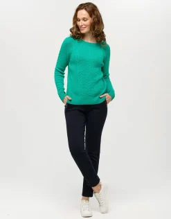 Christine Laure Pulls|Maille*Pull doux vert torsades