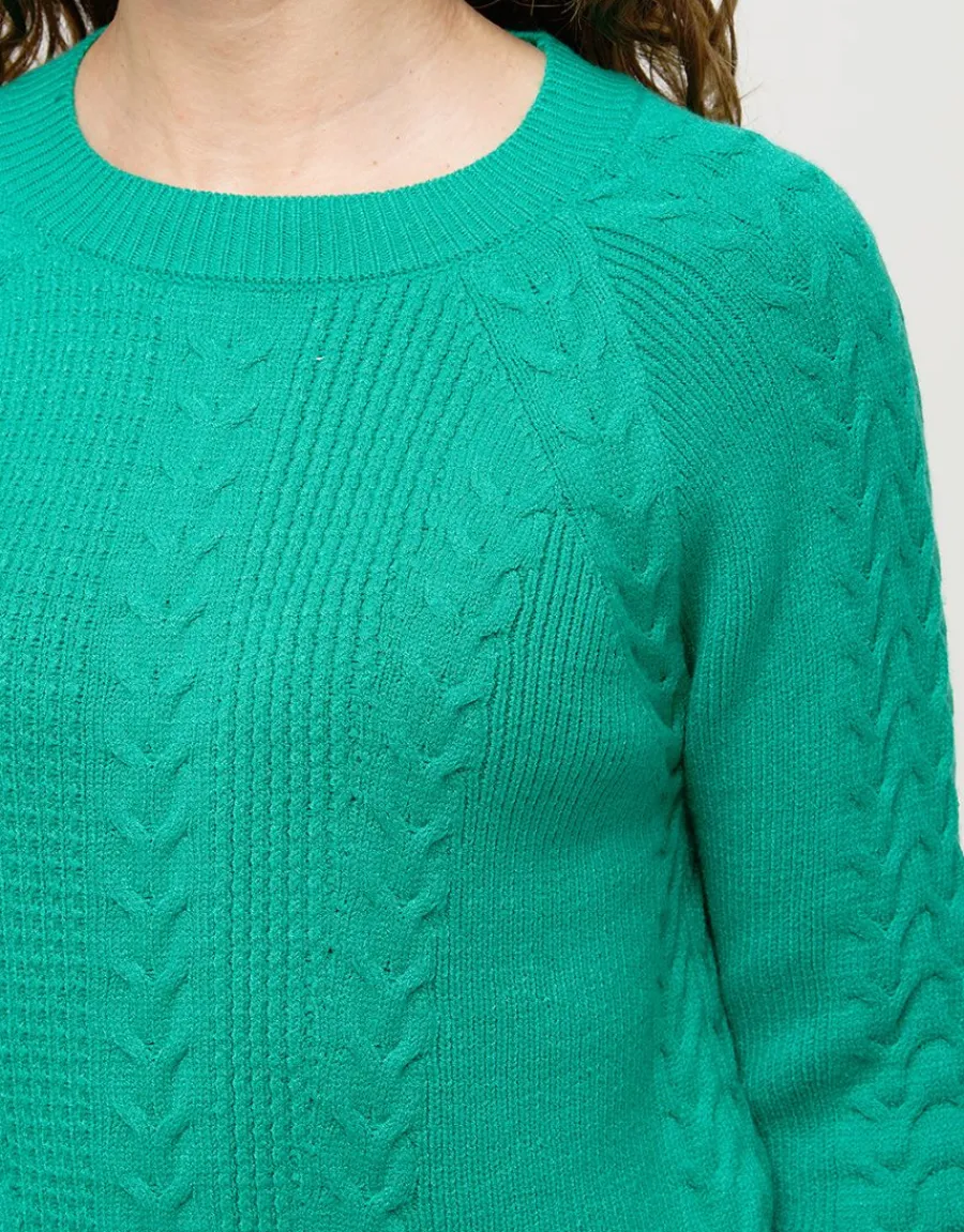 Christine Laure Pulls|Maille*Pull doux vert torsades