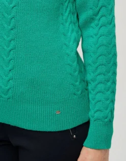 Christine Laure Pulls|Maille*Pull doux vert torsades