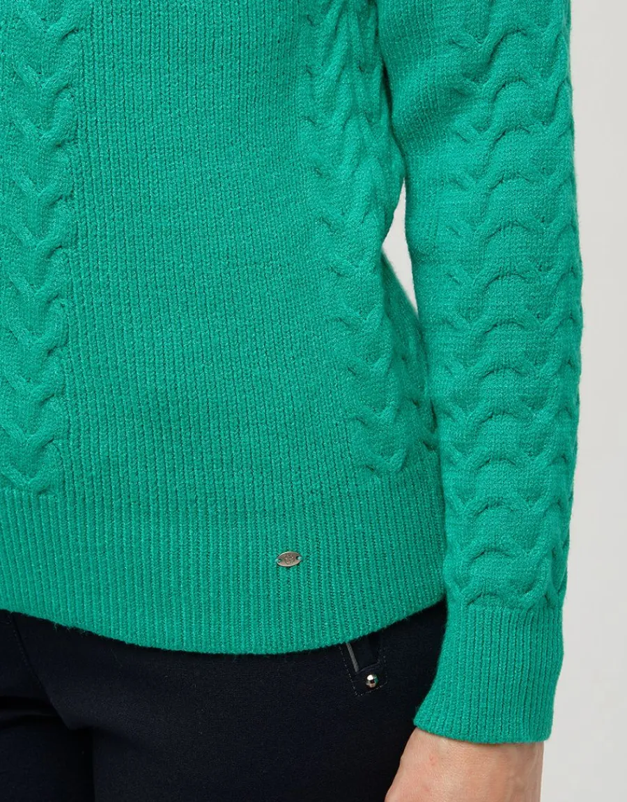 Christine Laure Pulls|Maille*Pull doux vert torsades