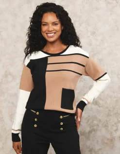 Christine Laure Pulls|Maille*Pull fantaisie noir beige