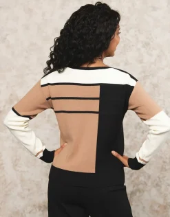 Christine Laure Pulls|Maille*Pull fantaisie noir beige