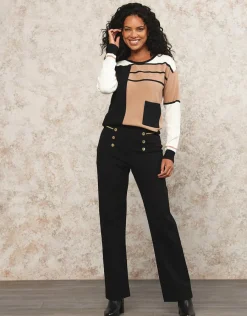 Christine Laure Pulls|Maille*Pull fantaisie noir beige