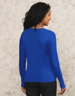 Christine Laure Pulls|Maille*Pull fin bleu roi