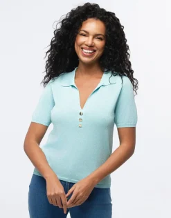 Christine Laure Pulls|Maille*Pull fin brillant bleu