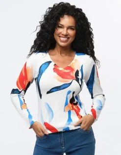 Christine Laure Pulls|Maille*Pull fin imprimé fleuri