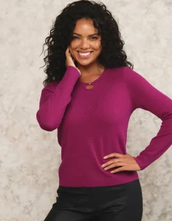 Christine Laure Pulls|Maille*Pull fin laine fushia