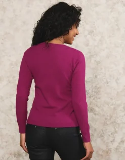 Christine Laure Pulls|Maille*Pull fin laine fushia