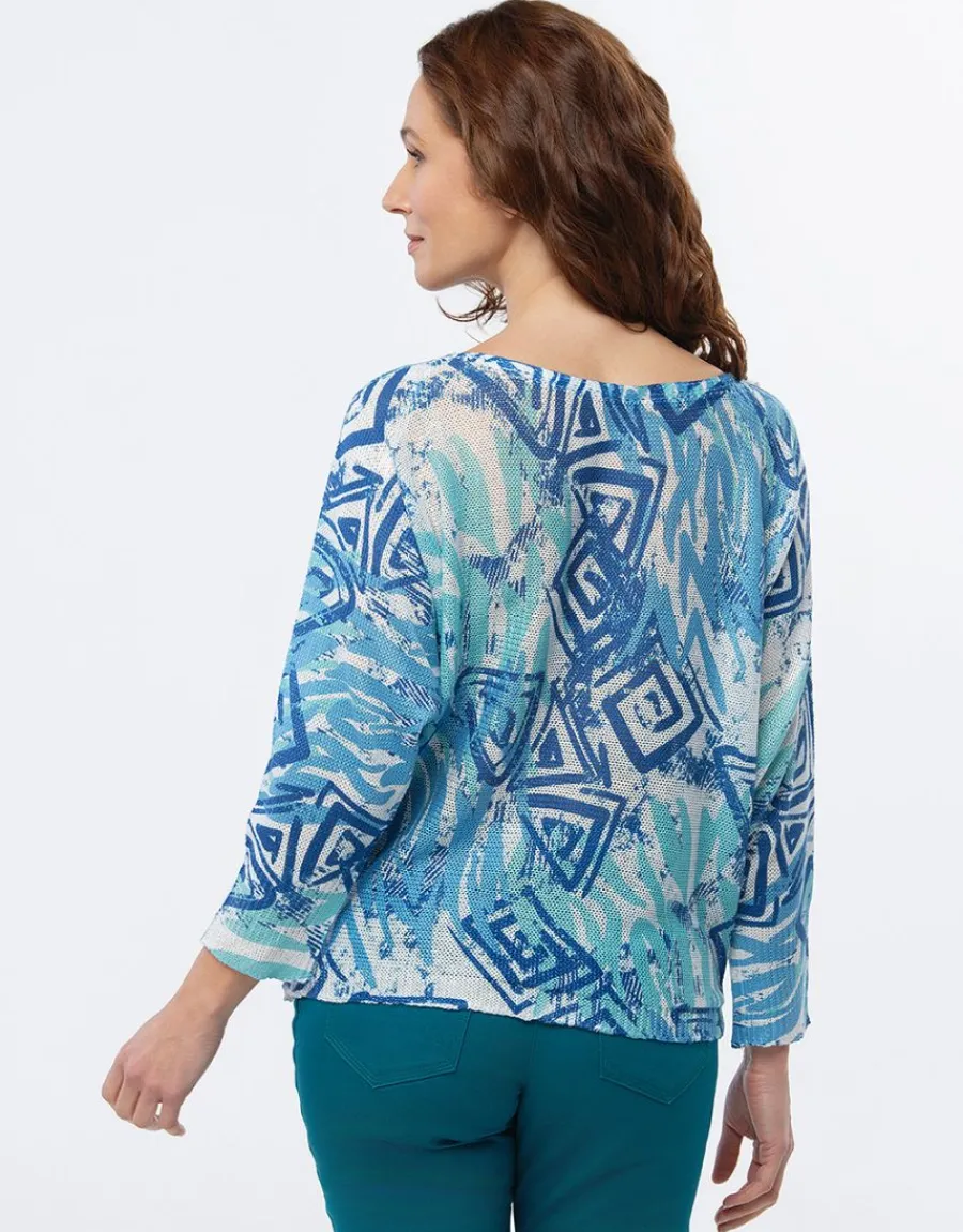 Christine Laure Pulls|Maille*Pull fin motif bleu