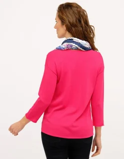 Christine Laure Pulls|Maille*Pull fin rose fuchsia