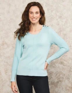 Christine Laure Pulls|Maille*Pull fin vert d'eau