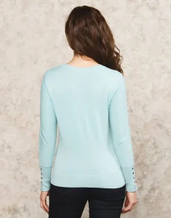 Christine Laure Pulls|Maille*Pull fin vert d'eau