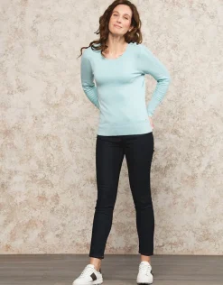 Christine Laure Pulls|Maille*Pull fin vert d'eau