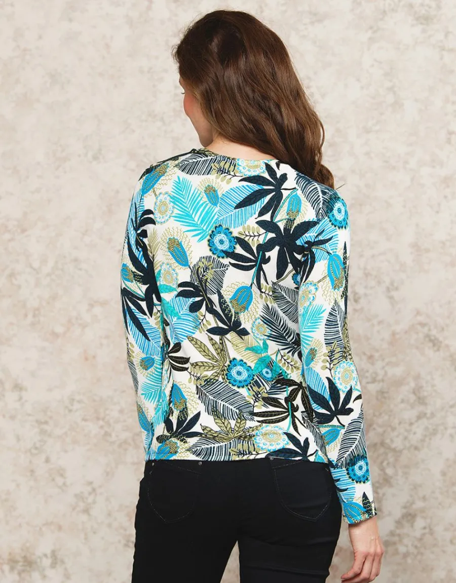 Christine Laure Pulls|Maille*Pull imprimé blanc bleu