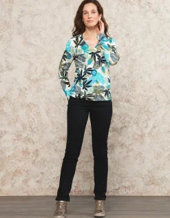 Christine Laure Pulls|Maille*Pull imprimé blanc bleu