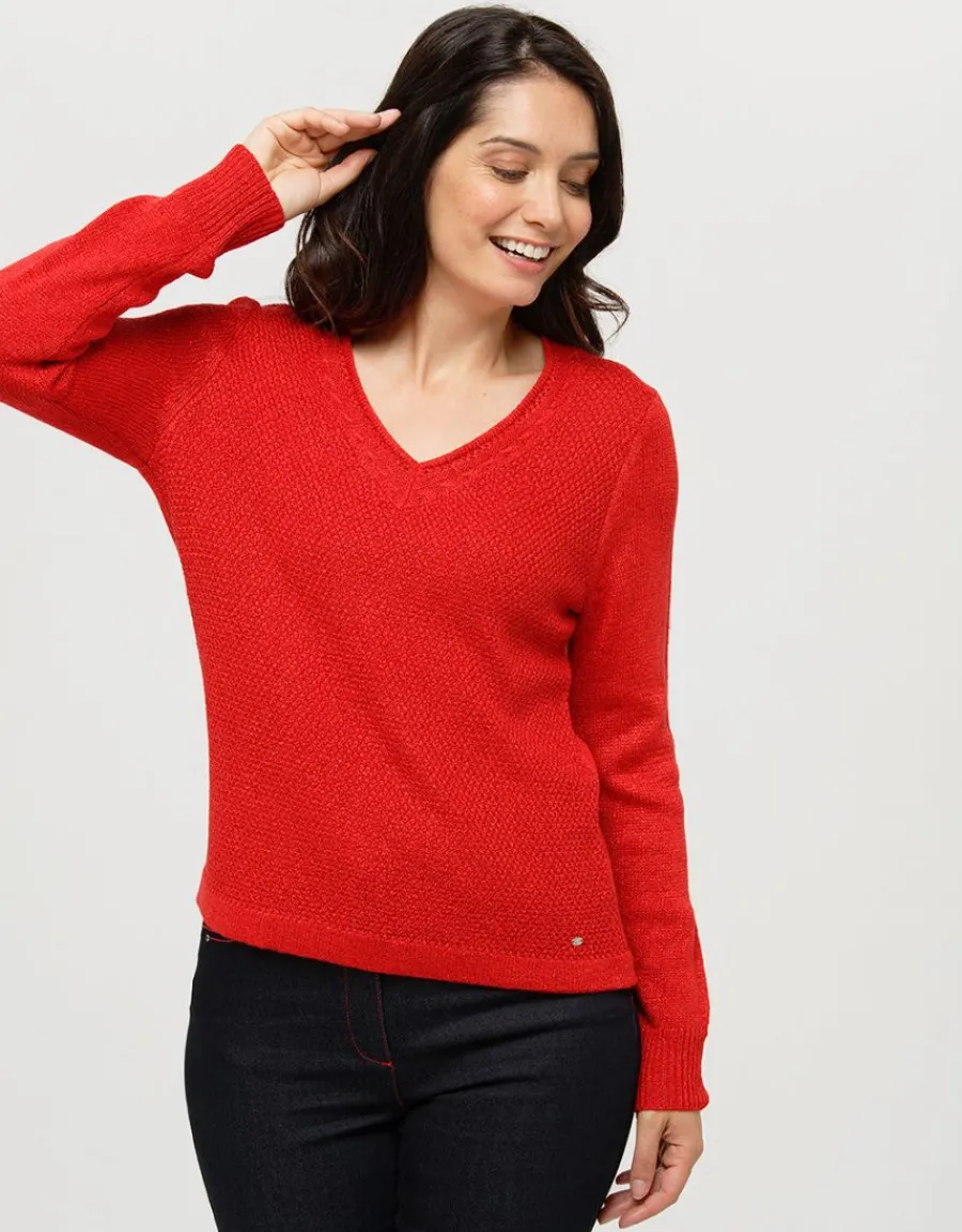 Christine Laure Pulls|Maille*Pull irisé rouge