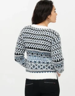 Christine Laure Pulls|Maille*Pull jacquard bleu blanc