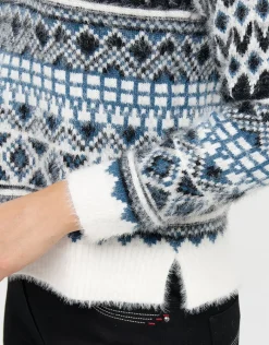 Christine Laure Pulls|Maille*Pull jacquard bleu blanc
