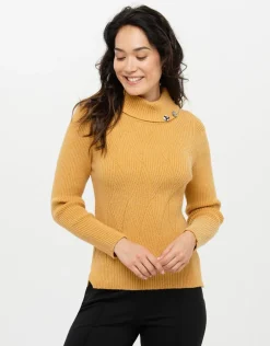 Christine Laure Pulls|Maille*Pull jaune à col montant