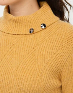 Christine Laure Pulls|Maille*Pull jaune à col montant