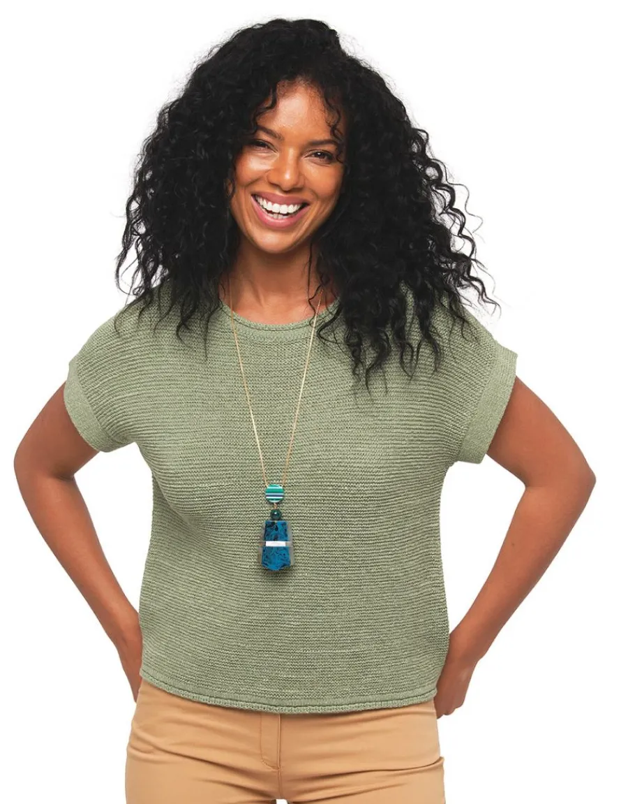 Christine Laure Pulls|Maille*Pull kaki sans manches