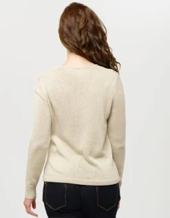 Christine Laure Pulls|Maille*Pull maille beige fils or