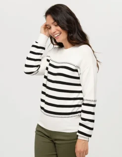 Christine Laure Pulls|Maille*Pull marinière écru