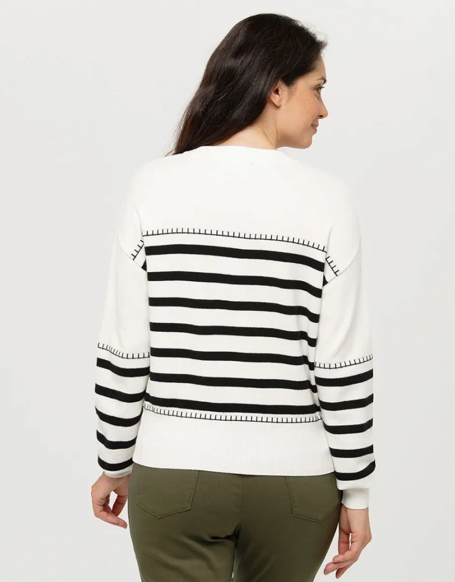 Christine Laure Pulls|Maille*Pull marinière écru