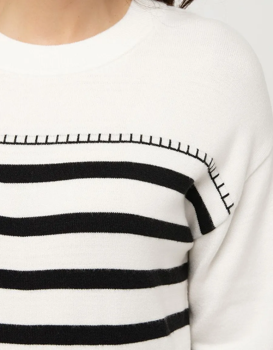 Christine Laure Pulls|Maille*Pull marinière écru