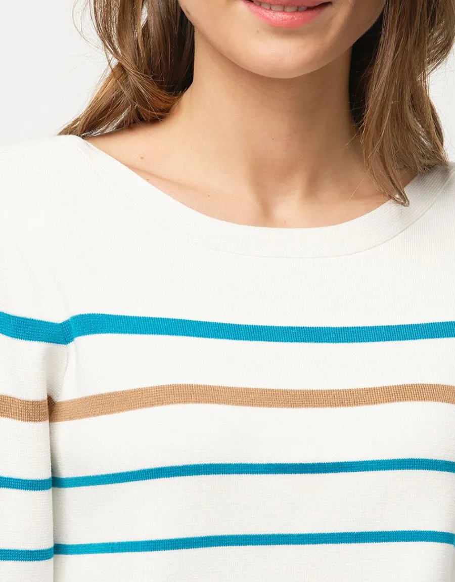 Christine Laure Pulls|Maille*Pull marinière écru lagon