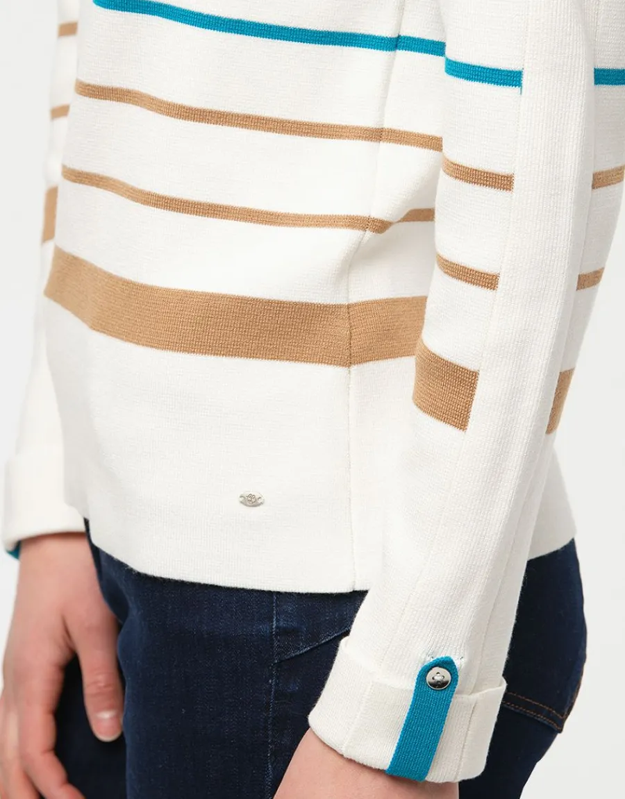 Christine Laure Pulls|Maille*Pull marinière écru lagon