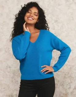 Christine Laure Pulls|Maille*Pull mélange laine bleu