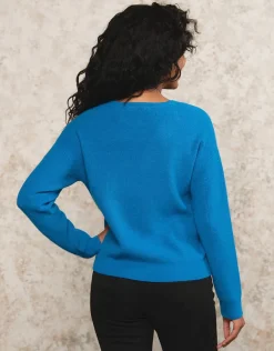 Christine Laure Pulls|Maille*Pull mélange laine bleu